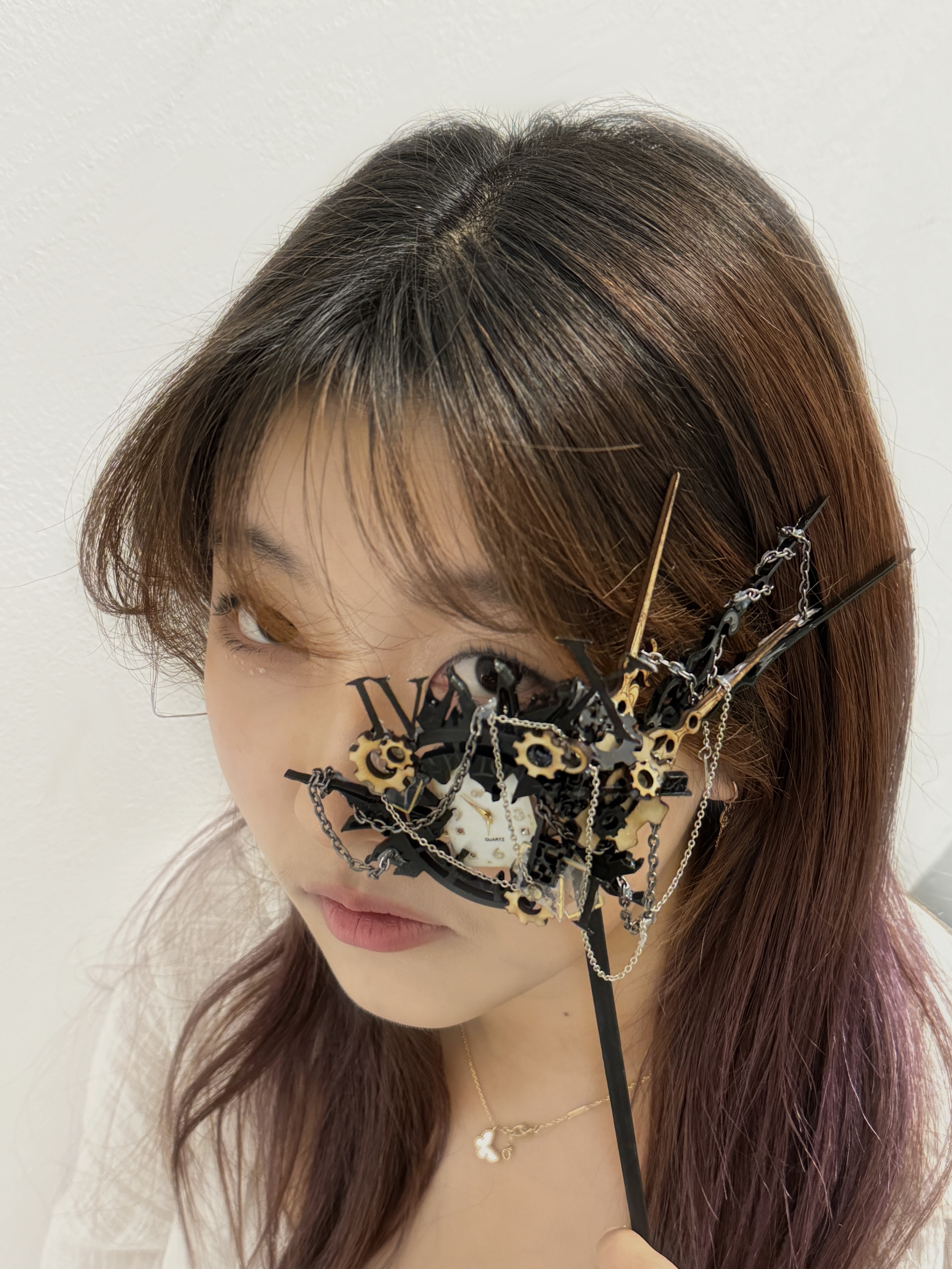 Me wearing my project 'Staying Forward' on my face.